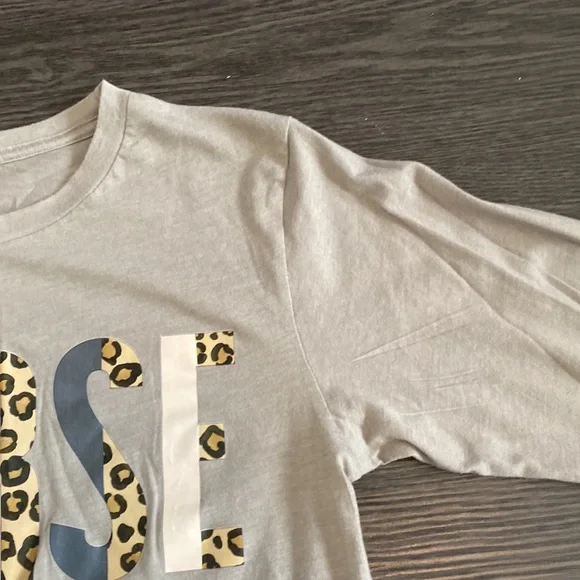 “Nurse Life” long sleeve tee. Size S. Tan with leopard print lettering. - Picture 9 of 16
